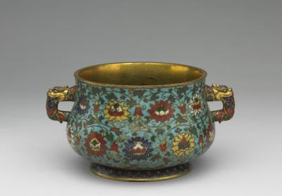 图片[3]-Cloisonne censer with dragon handles and lotus-spray decoration, Middle to late 15th century, Ming dynasty-China Archive